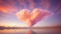 Serenity in the Skies: A Captivating Heart-shaped Cloud at Sunset Royalty Free Stock Photo