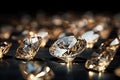 Glistening Golden Diamonds on Black Marble - Captivating Luxury Photography