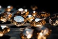 Glistening Golden Diamonds on Black Marble - Captivating Luxury Photography