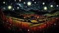 Starry Night Permaculture: A Red Vineyard-inspired Masterpiece