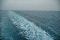 Marine Pathways: Ship's Wake Amid Foamy Currents
