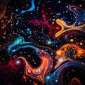 Cosmic Galaxy: Vibrant Psychedelic Swirls on Black Velvet