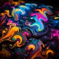 Cosmic Galaxy: Vibrant Psychedelic Swirls on Black Velvet