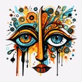 Colorful Abstract Face With Intricate Art Nouveau Style