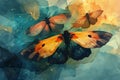 Ethereal twilight butterflies, their wings shimmering with the colors of dusk and dawn - Generative AI