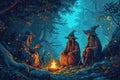 Mystical forest shamans, communing with nature spirits and harnessing their ancient magic - Generative AI