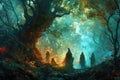 Mystical forest shamans, communing with nature spirits and harnessing their ancient magic - Generative AI