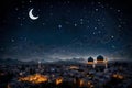 A mesmerizing scene of a night sky during Ramzan-ul-Mubarak, Royalty Free Stock Photo