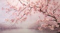 A mesmerizing scene of pink cherry blossoms in full bloom, creating a dreamy and ethereal atmosphere.