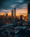 Mesmerizing scene of Taipei city view with skyscrapers in Taiwan at sunset Royalty Free Stock Photo