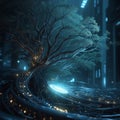 A mesmerizing scifi tech-savvy binary tree entity. AI generated