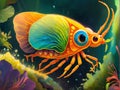 Mesmerizing sea animal vibrant colors digital paiting AI generated