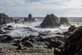 Mesmerizing seascape with waves crashing on the rocks