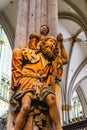 Mesmerizing shot of an ancient Christian sculpture of the cathedral of Cologne, Germany Royalty Free Stock Photo