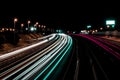 Mesmerizing shot of the dynamic high-speed colorful light trails on the street