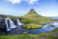 Mesmerizing shot of the famous Kirkjufellsfoss mountain and Barnafoss river in Iceland