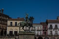 Mesmerizing shot of Plaza Mayor square with a Fransisco Pisarro statue captured in Trujillo, Spain