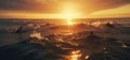 mesmerizing sight of a school of dolphins swimming under the glowing sun in the endless ocean Royalty Free Stock Photo