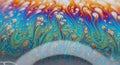 Mesmerizing Soap Bubble Surface Displaying Iridescent Patterns Showing Vibrant Rainbow Colors and Intricate Organic Structures Royalty Free Stock Photo