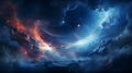 A mesmerizing space-themed background with swirling galaxies and stars