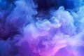 A mesmerizing spectacle of purple and blue searchlights amidst swirling smoke.