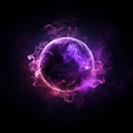 fantasy glowing purple flaming sphere. set on a black background.