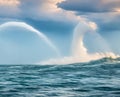 The mesmerizing spiral pattern of a waterspout forming over a body of water Royalty Free Stock Photo