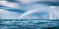 The mesmerizing spiral pattern of a waterspout forming over a body of water