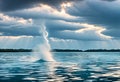 The mesmerizing spiral pattern of a waterspout forming over a body of water Royalty Free Stock Photo