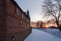 Mesmerizing sunrise over the historic Doorwerth castle during winter in Holland Royalty Free Stock Photo