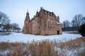 Mesmerizing sunrise over the historic Doorwerth castle during winter in Holland Royalty Free Stock Photo