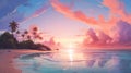 Mesmerizing Sunset On A Coral Island: Hd Wallpapers For A Dreamy Tropical Beach Royalty Free Stock Photo