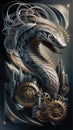 A mechanical mamba snake, meticulously crafted from interlocking gears Royalty Free Stock Photo