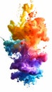 Mesmerizing swirls of rainbow ink blend in water, embodying grace and the dance of colors. Royalty Free Stock Photo