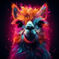 A mesmerizing Synthwave-inspired image of an Alpaca by AI generated