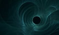 Mesmerizing tunnel into the black hole with turquoise surface, rings and stains.