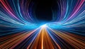 Mesmerizing tunnel of colorful light streaks creating a seamless pattern of glowing data streams Royalty Free Stock Photo