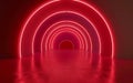 A mesmerizing tunnel of vibrant neon lights, creating a captivating and futuristic atmosphere with its concentric