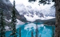 Mesmerizing turquoise Moraine Lake in Banff National Park, Valley of the Ten Peaks in Canada