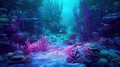 A Bioluminescent Coral Garden at Dawn