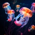 Mesmerizing Underwater Scene with Bioluminescent Jellyfish