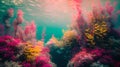 Surreal aquatic wonderland: vibrant underwater seascape with sunlight. a dreamlike ocean view for creative projects. AI