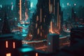Immersive Futuristic City: Holographic Displays and Unreal Engine 5 Create Stunningly Detailed Compositio