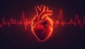 Mesmerizing Vector Art of a Heart with Pulsating ECG Waveform, Radiating a Stunning Red Glow Effect Royalty Free Stock Photo