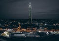 Mesmerizing view of Blackpool Tower and the cityscape of Blackpool, England at night