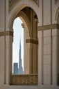 Mesmerizing view of Burj Khalifa from Zabeel Grand Mosque Royalty Free Stock Photo