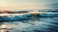 Mesmerizing view of crashing ocean waves under a serene sky Royalty Free Stock Photo