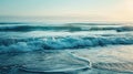 Mesmerizing view of crashing ocean waves under a serene sky Royalty Free Stock Photo