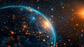 A mesmerizing view of a digital globe glowing with vibrant data connections