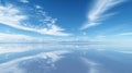 A mesmerizing view of the infinite sky and its reflections on the smooth surface of Salar de Uyuni Royalty Free Stock Photo